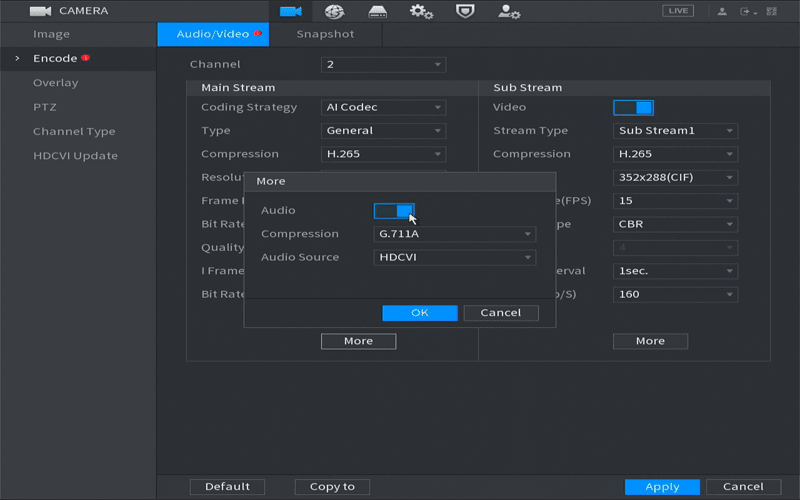 Dahua-microphone-activation-with-Encoding-settings فعالسازی میکروفون داهوا با تنظیمات encoding